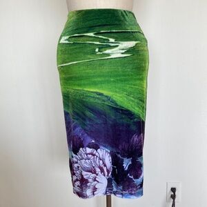 Clover Canyon stretch velvet printed pencil skirt XS